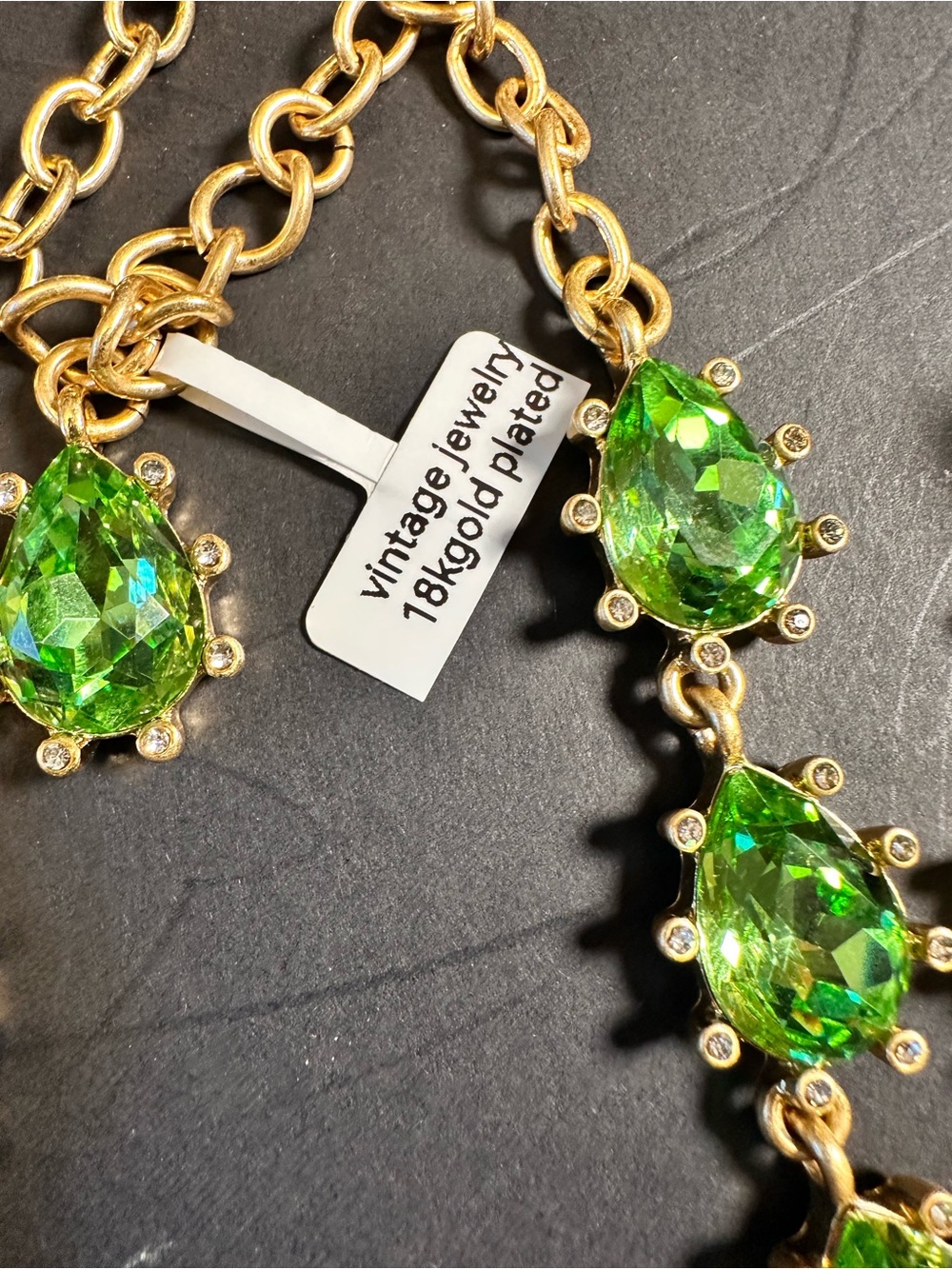 Green Glass 18k Goldplated/Stainless Steel Necklace & Earring Set - Picture 9 of 11